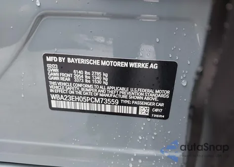 2023 BMW 740 I z USA, uszkodzony, nr VIN WBA23EH05PCM73559